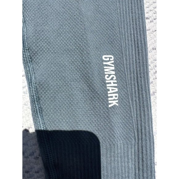 Gymshark Legging Women Small Green Ribbed Hight-waist Full Lengh Logo Activewear - Picture 3 of 9